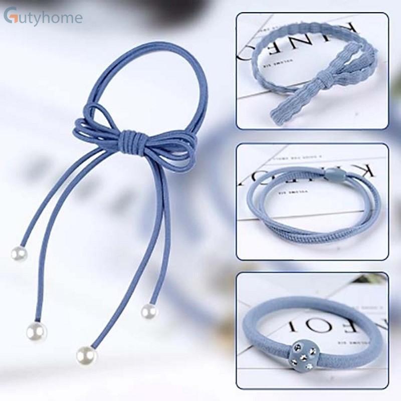 Hộp 12 dây buộc tóc,cột tóc kiểu có đính hạt – giao màu ngẫu nhiên