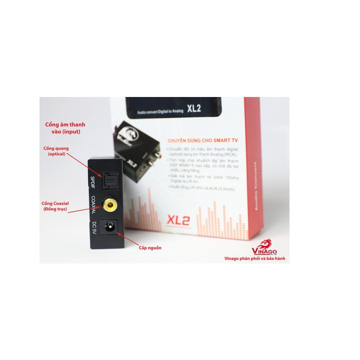 Bộ chuyển đổi âm thanh Optical ra AV Vinagear XL2 - Hàng chính hãng