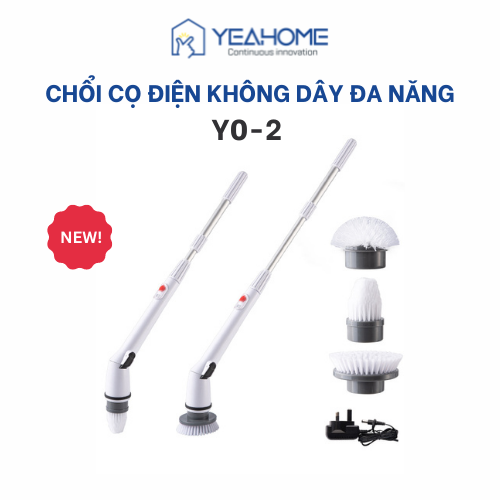 Máy cọ rửa đa năng với 3 đầy chải đánh mọi vết bẩn nhà tắm, nhà bếp, các vết bẩn khó chùi rửa- Y0-2