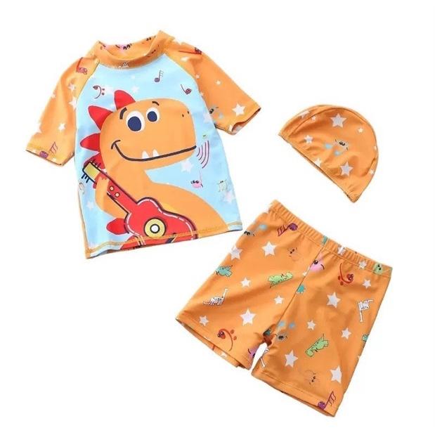 Đồ bơi bé trai rời hình khủng long MÀU CAM