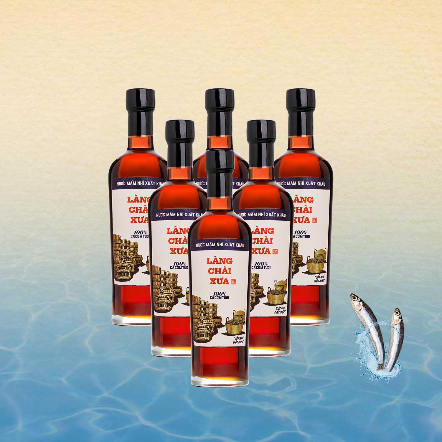 Đặc Sản Phan Thiết - Combo 3 Chai Nước Mắm Nhỉ Làng Chài Xưa Xuất Khẩu Nhãn Xanh 500Ml + 3 Chai Làng Chài Xưa Nhãn Đỏ 500Ml Cốt Nhỉ Đặc Biệt Từ 100% Cá Cơm Tươi