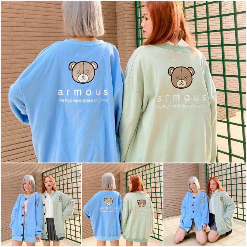Áo Cardigan Armous Cặp Đôi HOT RẺ ĐẸP Áo Khoác Nỉ Chống Nắng Kiểu Bomber Cardigan Unisex Couple Siêu xinh Jacket