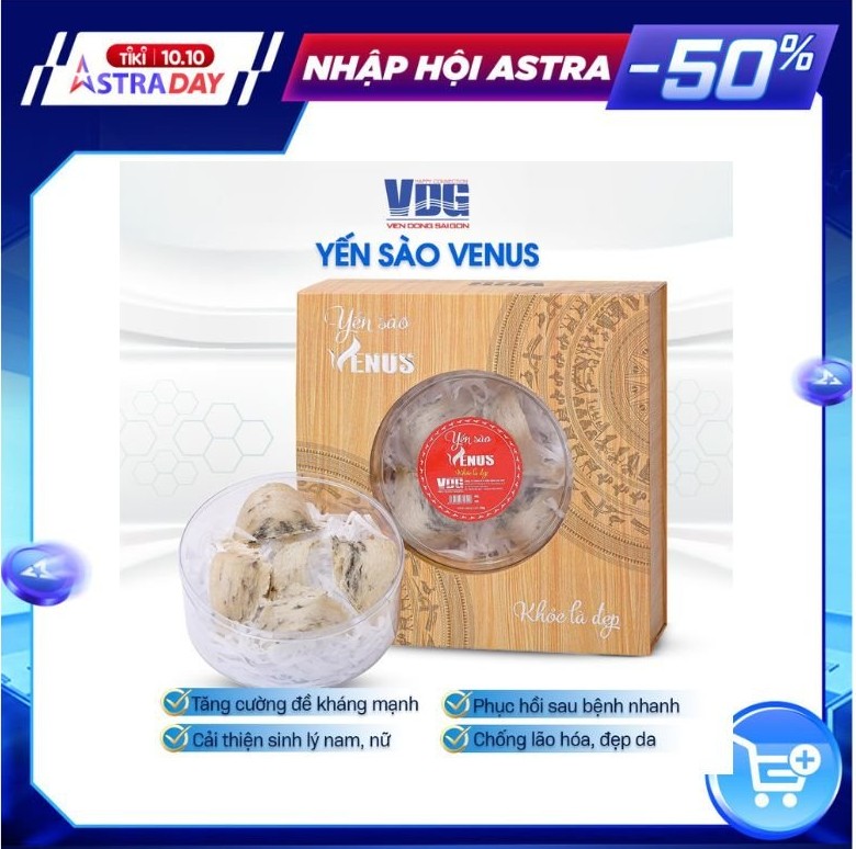 Yến sào tinh chế Venus (tổ yến sạch lông) - Tặng kèm đông trùng hạ thảo, đường phèn, táo đỏ - Quà tặng cao cấp