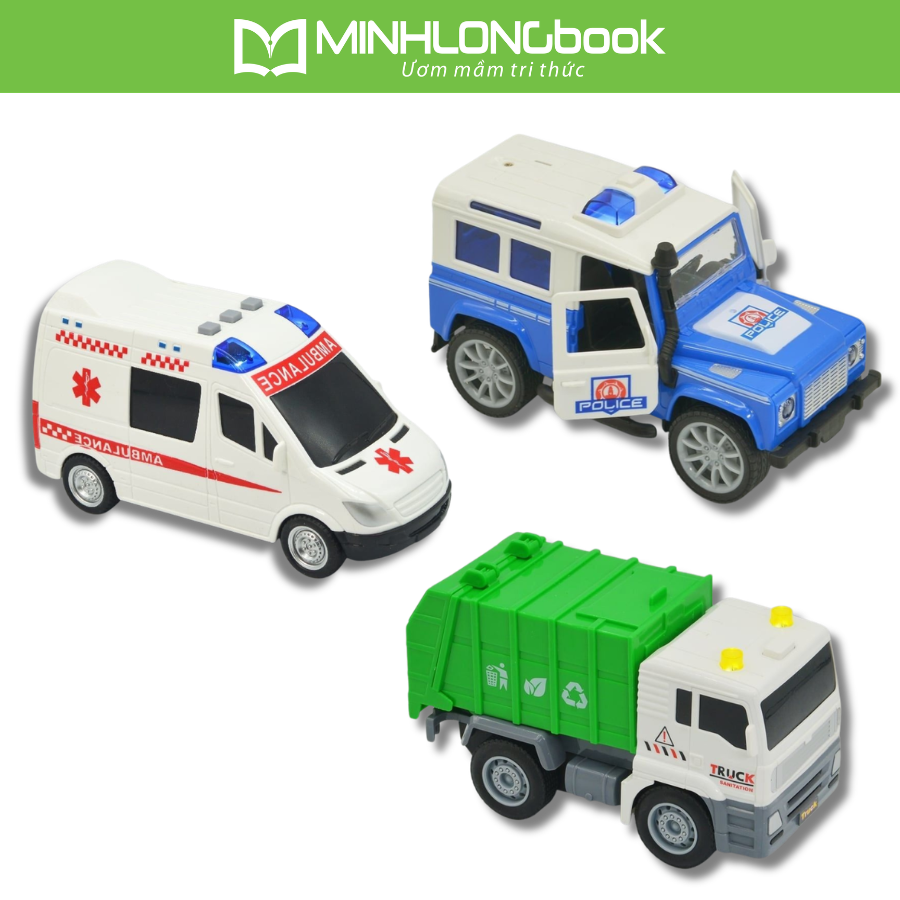 Đồ Chơi DUKA: Ô Tô Xe Cảnh Sát/Xe Cứu Thương/Xe Vệ Sinh Môi Trường Kết Hợp Ánh Sáng Và Âm Thanh