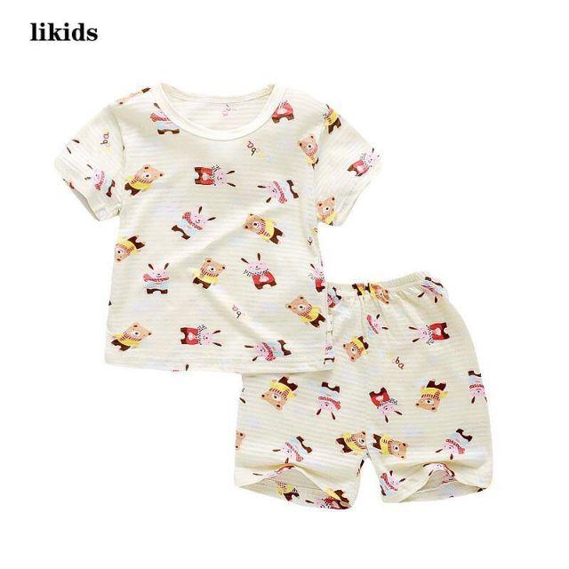Bộ cotton tre hàng xuất chất đẹp cho bé gái