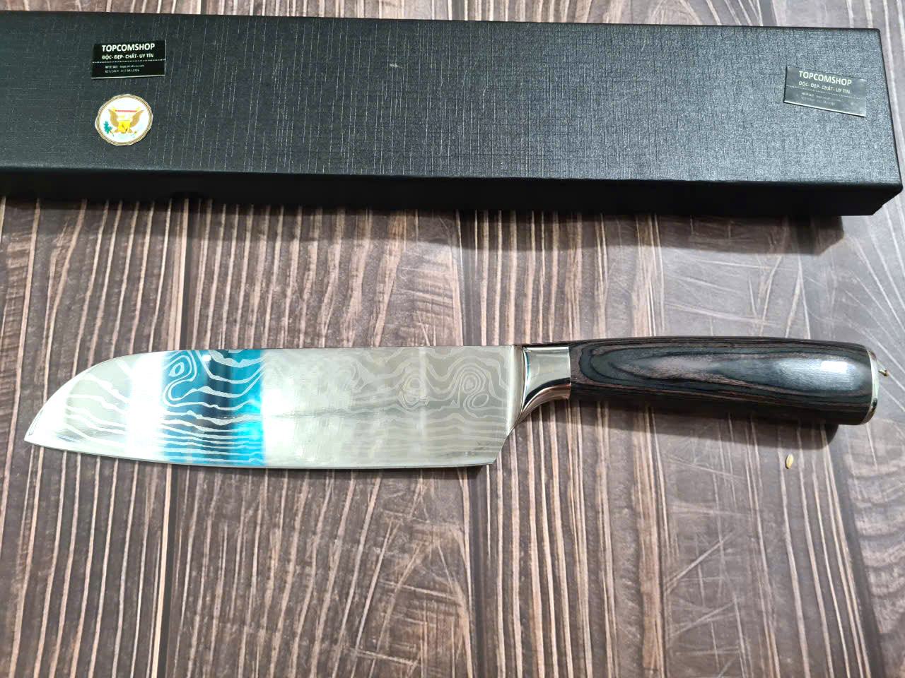 DAO - DAO BẾP NHẬT BẢN SANTOKU THÉP DAMASCUS MÃ A7 DT116 nt topcomshop vn