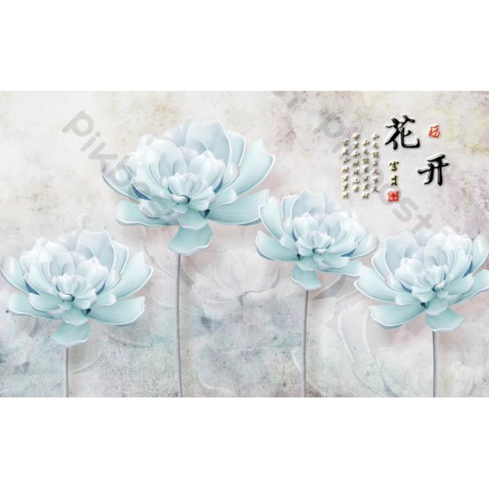 Tranh dán tường Tranh phòng khách phòng ngủ hiện đại dán tường - Hoa Mẫu Đơn LAn Nhạt