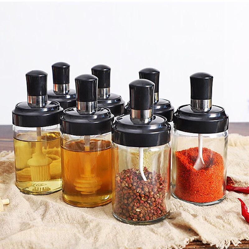 Hũ Đựng Gia Vị, Lọ Đựng Gia Vị, Hũ Thủy Tinh Đựng Gia Vị Kiểu Mới Có Kèm Thìa 250ml - thông minh, tiện Lợi cho nhà bếp