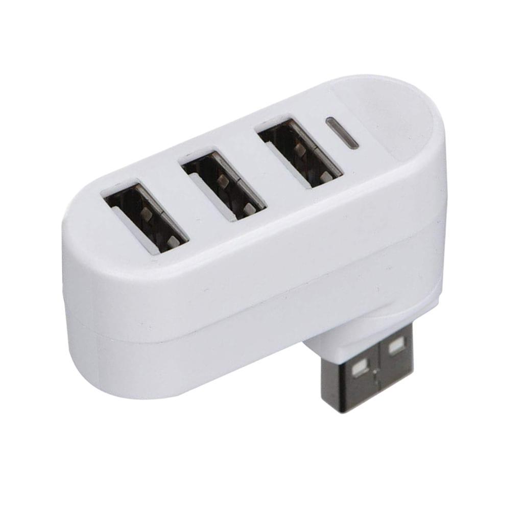 2x Rotatable 3 Ports USB 3.0 HUB + 2 USB 2.0 Adapter Splitter White