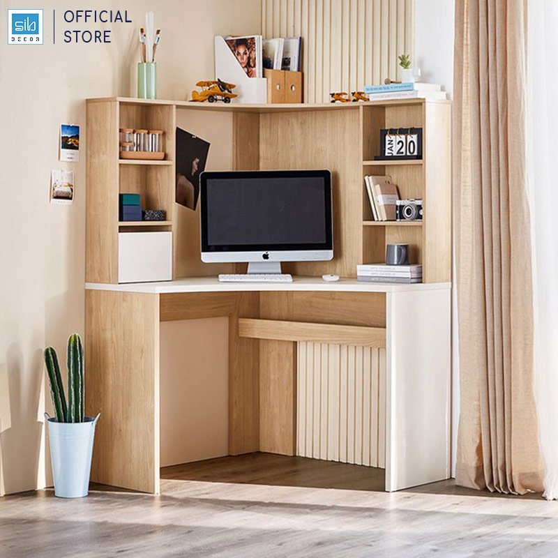Bàn Làm Việc Góc Tường Có Kệ Sách Hiện Đại Thương Hiệu SIB Decor