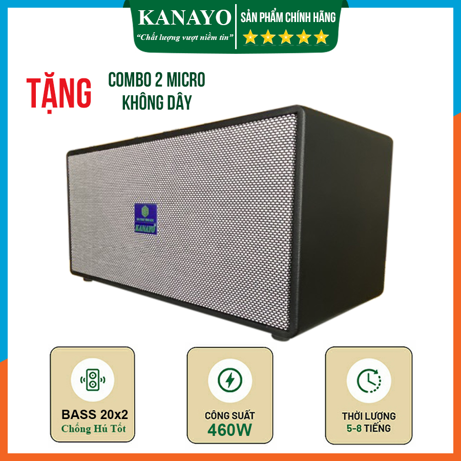 Loa Xách Tay Karaoke Kanayo K-10 2 Bass 20x2 Công Suất Lớn 460W | Hàng Chính Hãng | Hàng Việt Nam Chất Lượng Cao