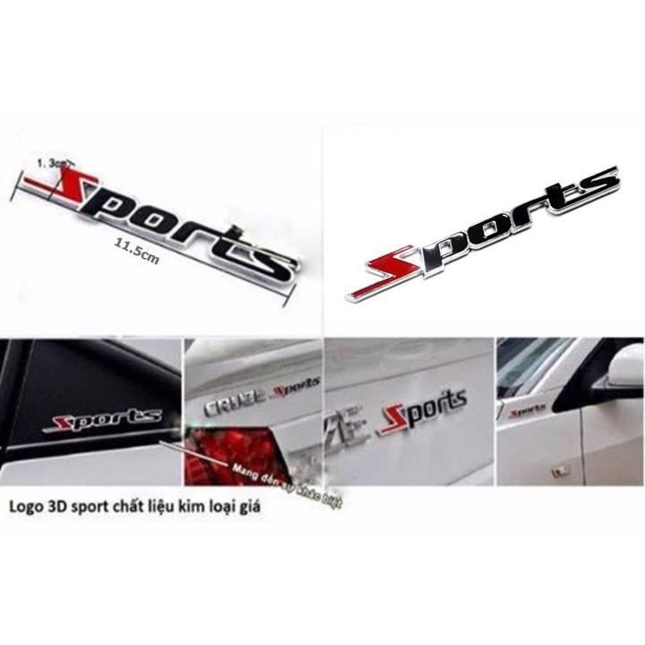 Logo Chữ Nổi SPORT Kim Loại Trang Trí Ô Tô Xe Máy Kích Thước 13.5x1.3cm