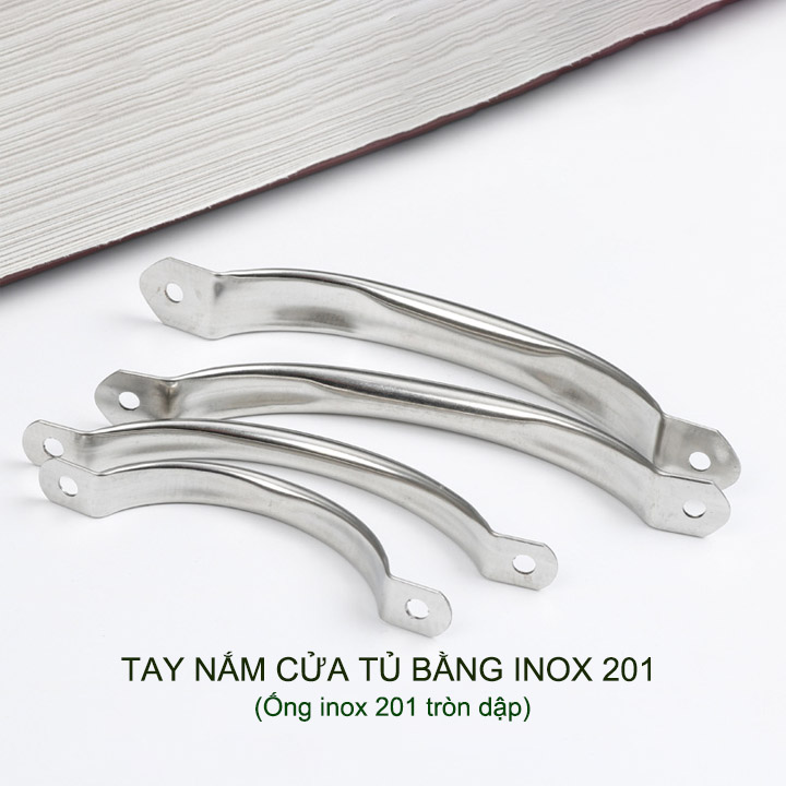 Bộ 5 Tay nắm cánh cửa tủ, ngăn kéo bàn bằng ống inox 201 tròn dập