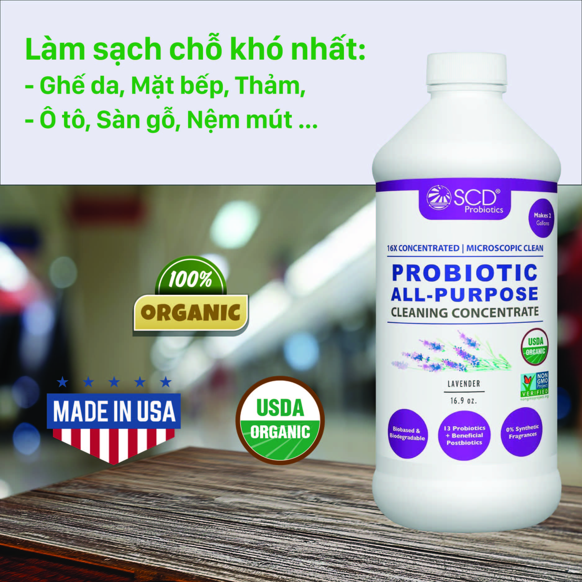 Nước làm sạch Sinh học Đa năng - Hương Lavender - All-Purpose Cleaning Concentrate - 500ml Đậm đặc