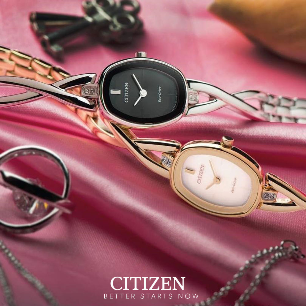 Đồng Hồ Nữ Citizen Đính Đá Swarovski Dây Thép Không Gỉ EX1410-88E - Mặt Đen