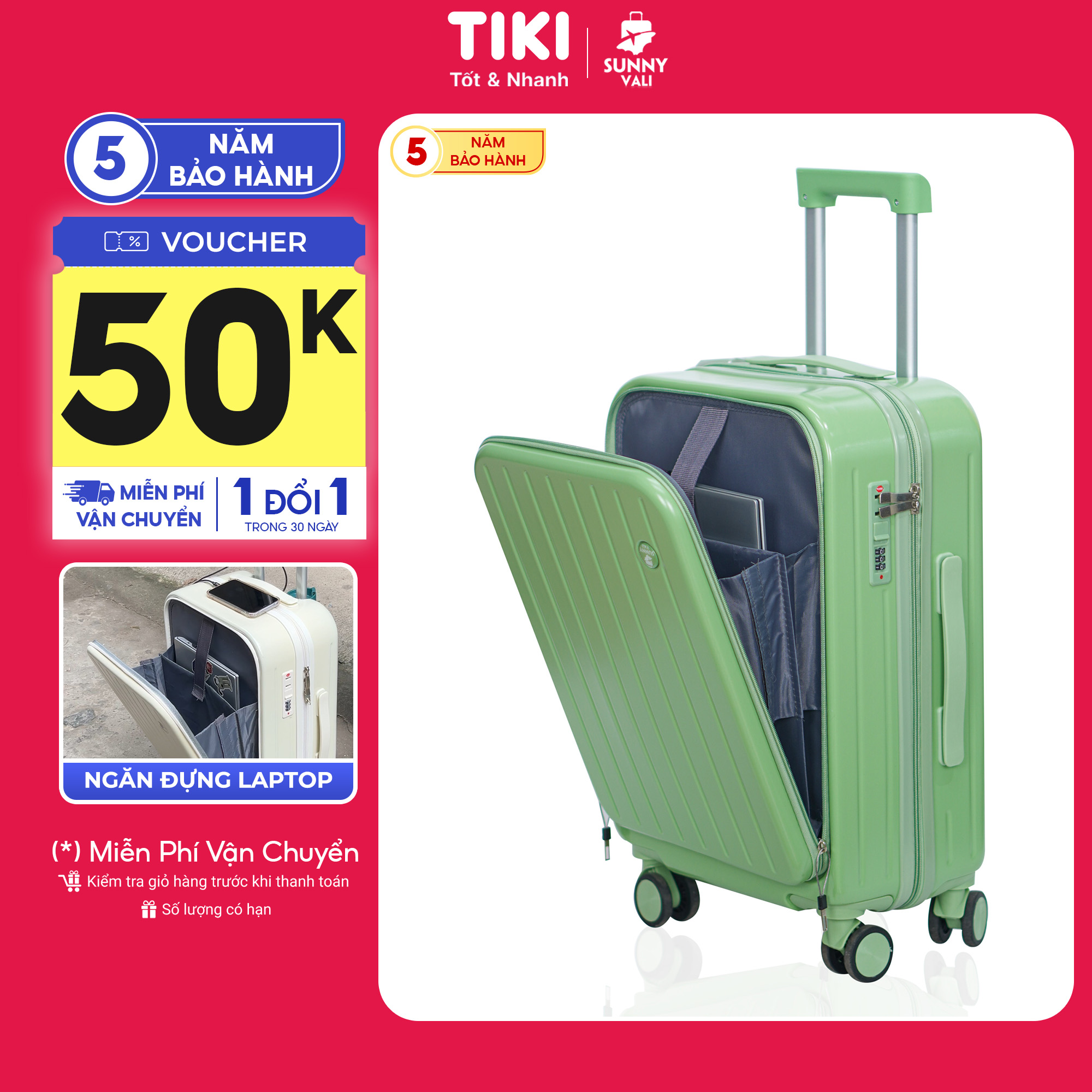 Vali du lịch SUNNY LATO vali kéo size 20/24,tích hợp ngăn đựng laptop, khay đựng cốc, móc treo, cổng sạc USB