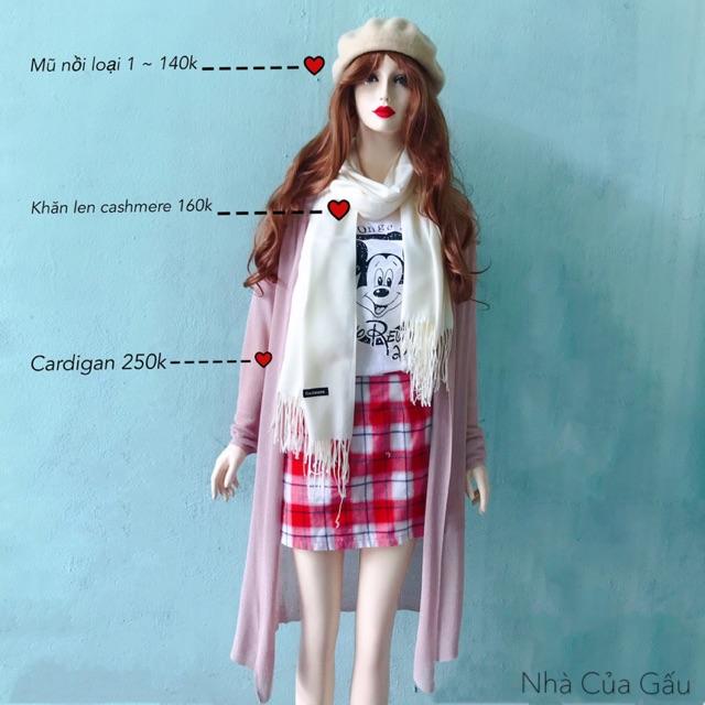 Combo mũ nồi dạ và khăn len cashmere loại 1