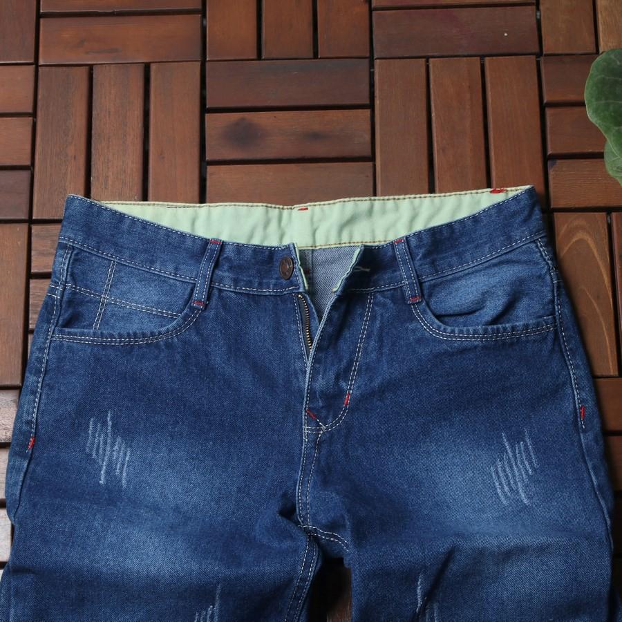 Quần short jean nam xanh cào xước GN37 Gấu Nâu