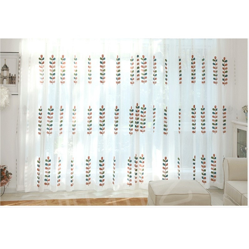RÈM VOAN THÊU HOA LÁ SIZE 3M NGANG X 2,7M CAO