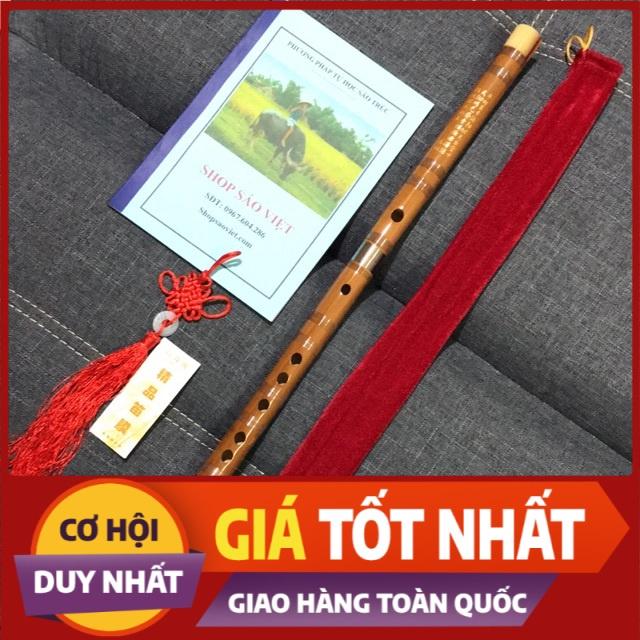 Free Ship Sáo dizi nâu khớp inox đơn