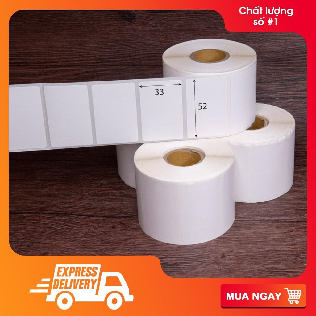 Giấy decal nhiệt in tem Foody 52x33mm cuộn 30m