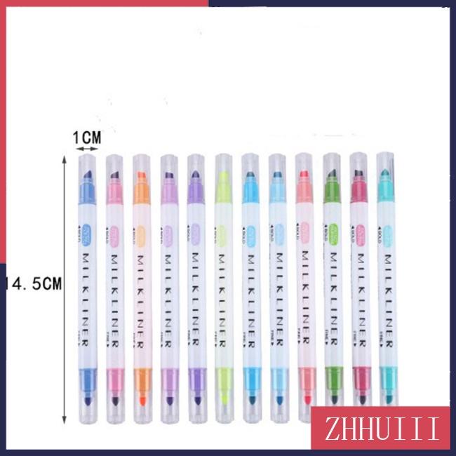 Set 12 bút bắt sáng hai đầu nhiều màu sắc