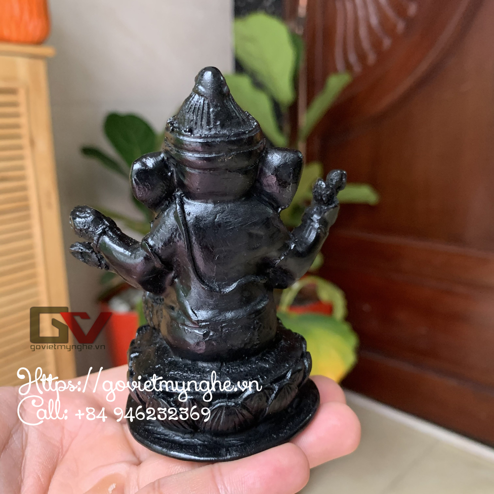 Tượng đá thần voi ganesha - màu đen