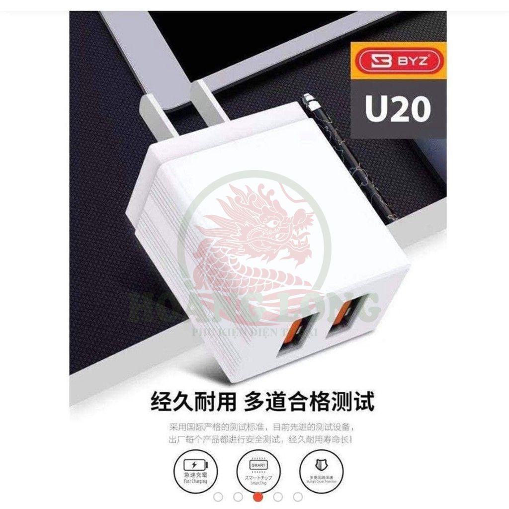 Củ Sạc BYZ U20 2 Cổng USB 2.4A Dùng Cho Tất Cả Điện Thoại - Hàng Chính Hãng