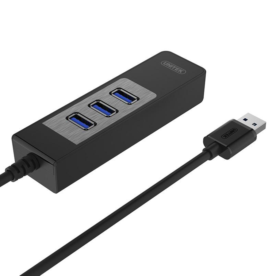 Bộ Chia USB 3.0 Ra 3 Cổng USB 3.0 With Lan Gigabit Unitek Y-3045C - Hàng Nhập Khẩu