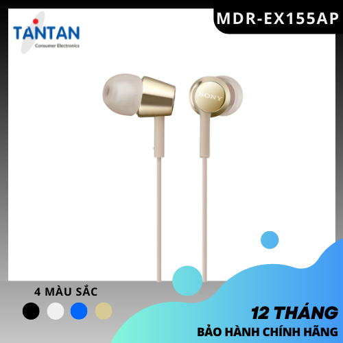 Tai nghe NHÉT TAI Sony MDR-EX155AP | FREESHIP | Loa Dynamic 9mm - Đeo thoải mái - Dải âm tần cao - Độ nhạy 103dB/mW | Hàng Chính Hãng