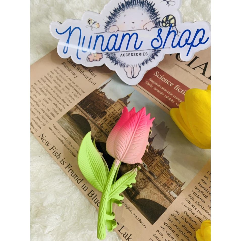 Kẹp gấp kim loại hoa tulip size to màu pastel xinh xắn-Nunam shop