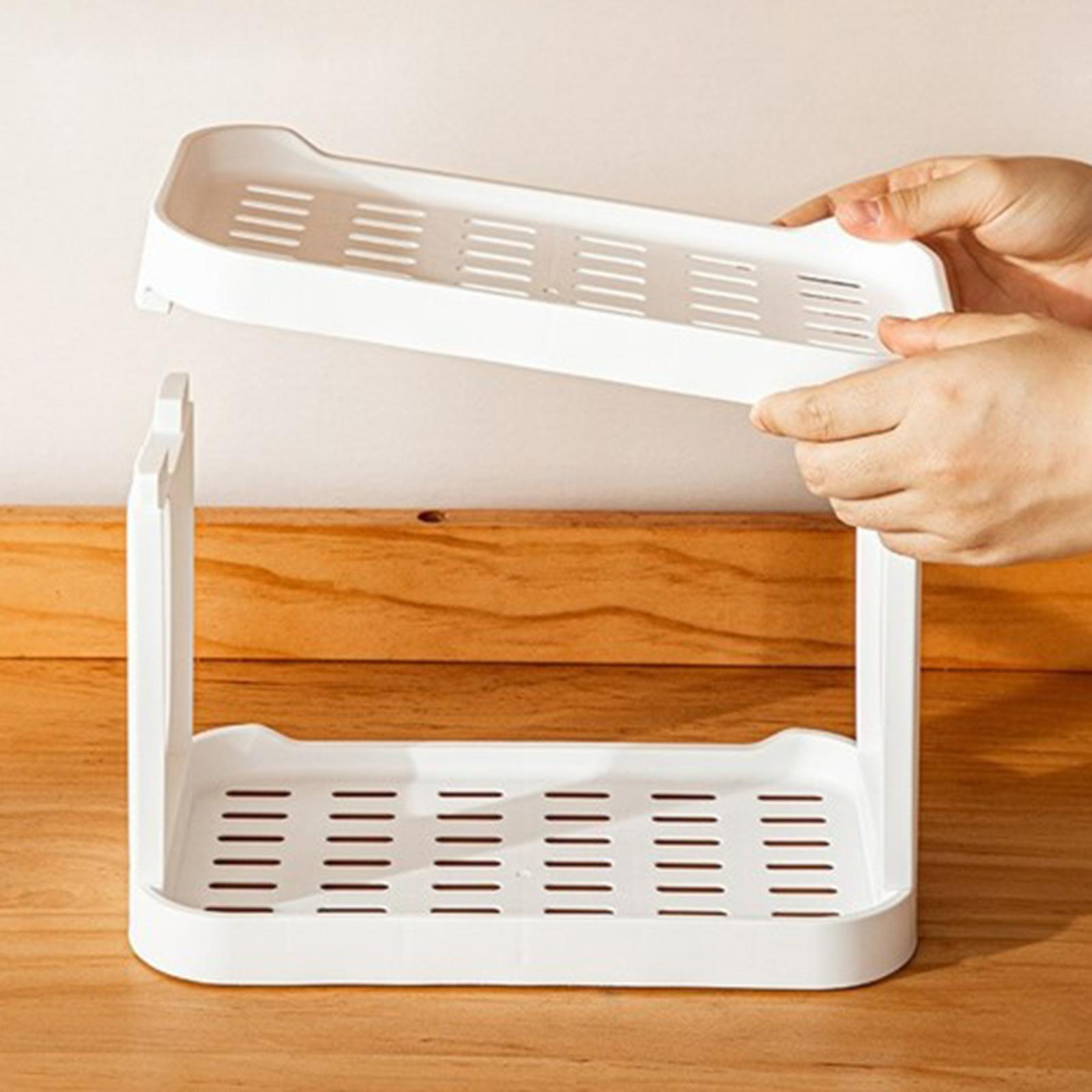 Double Layer Desktop Storage Rack, Product Holder, Free Standing Vanity Tray, Cosmetic Storage Shelf for Table Bathroom Dorm