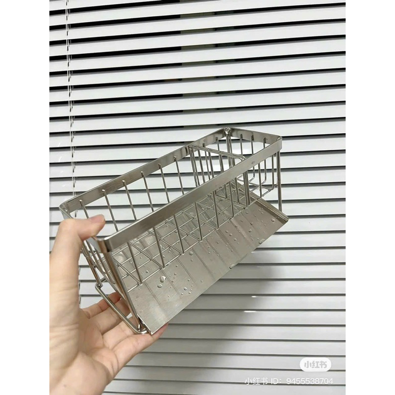 Giá kệ để đồ rửa chén, khay đựng đồ rửa bát 2 ngăn có khay hứng nước nghiêng - Mẫu Mới
