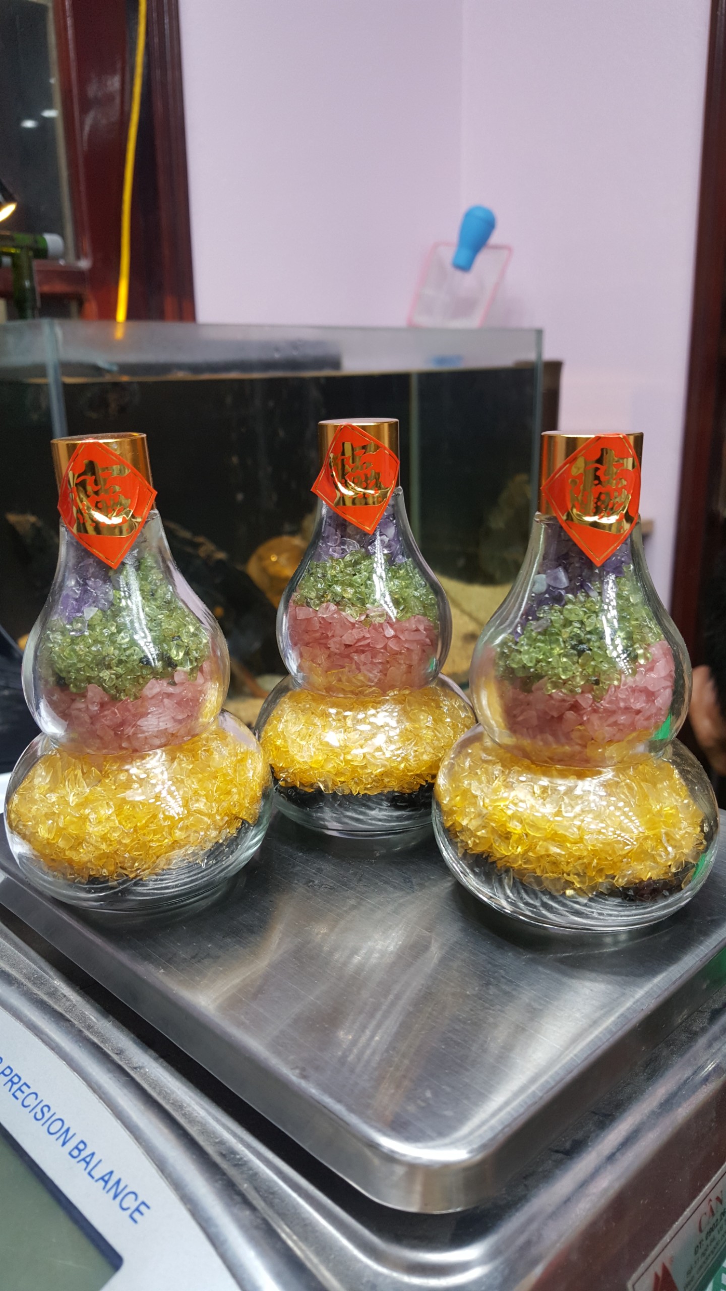 Hồ lô phong thủy thạch anh ngũ sắc