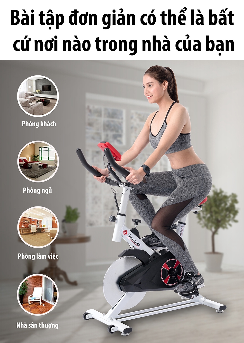 BG Xe đạp tập thể thao thể dục Mẫu S303 Spining Bike - RED