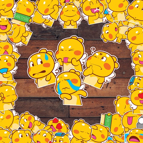 Set 30-100 Sticker khủng long Vàng Qoobee hình dán có ép lụa