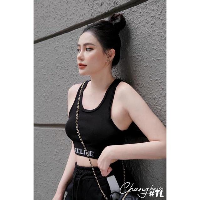 Áo 3 lỗ gấu bo dáng croptop ngắn QC