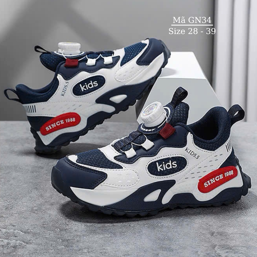 Giày Bóng Rổ Bé Trai 4 - 15 Tuổi KIDS.S Êm Nhẹ Khóa Xoáy Cao Cấp Chống Bẹt Hỗ Trợ Can Thiệp Lót Cho Bé BCB Lót Đế Chỉnh Hình GN34