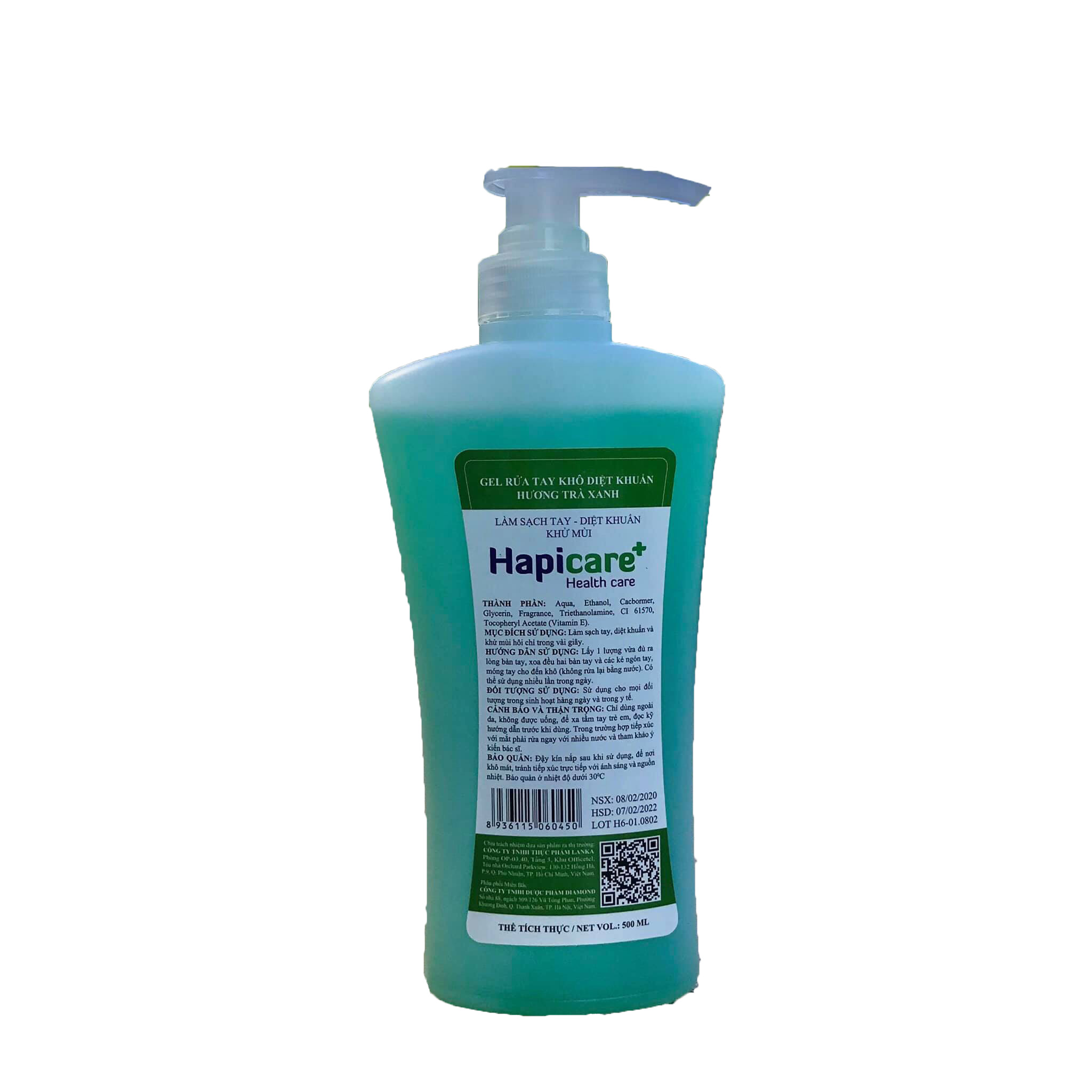 Gel rửa tay khô diệt khuẩn Hapicare hương Trà Xanh 500ml