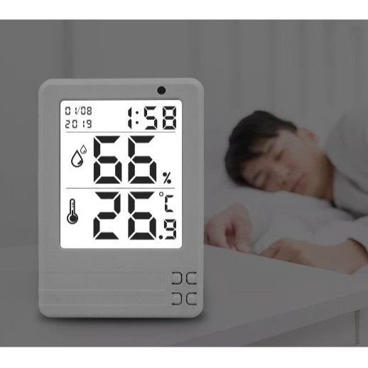 Nhiệt ẩm kế để bàn, dán tường cảm biến hiển thị ngày, giờ, nhiệt độ, độ ẩm chính xác M03