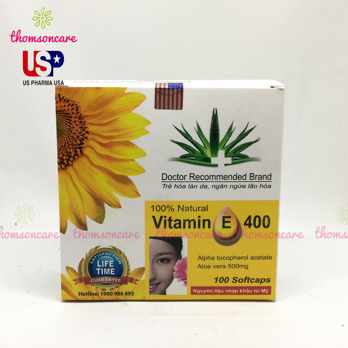 Viên uống Vitamin E 400 hướng dương - Giúp làm đẹp da, ngăn ngừa lão hóa, tốt cho sinh lý, giúp tóc chắc khỏe - Hộp 100v