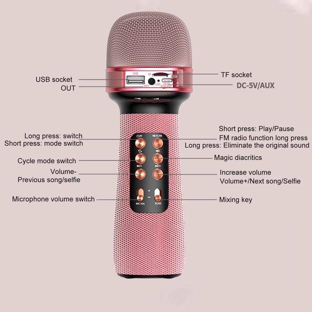 Micro không dây kết nối Bluetooth 5.0 HiFi WS-898 cho Karaoke
