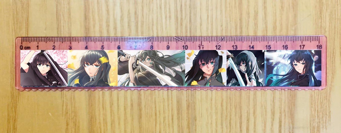 ￼Thước kẻ Tokitou muichirou kimetsu no yaiba 2 cái / thước kẻ in hình Tokitou muichirou