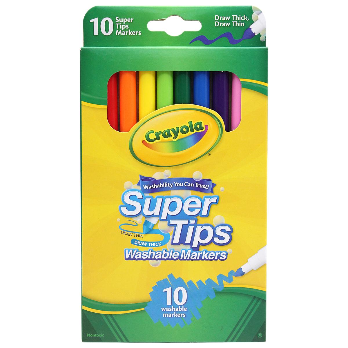 Hộp 10 Bút Lông Màu Super Tips - Dễ Tẩy Rửa - Crayola 588610