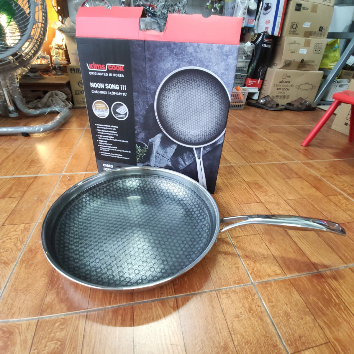 Chảo Noon Song inox 3 lớp đáy từ chống dính 2 mặt Blackcube 32cm hàng xuất Hàn Quốc