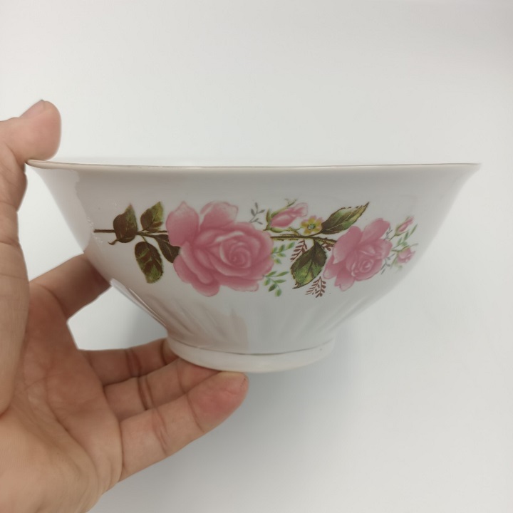 Tô Sứ Đựng Canh , Mì , Phở ... Hoa Hồng Miệng Loe Giá Rẻ