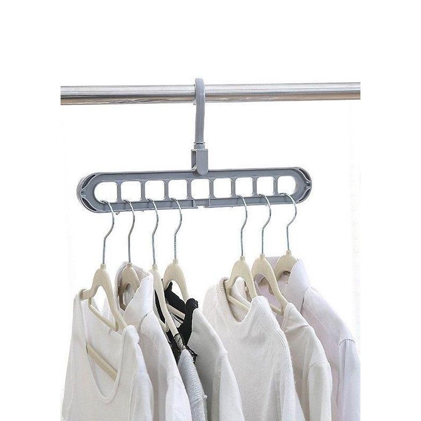 Móc treo quần áo thông minh tiết kiệm diện tích tủ đứng thanh nhựa 9 lỗ mắc phơi đa năng tiện lợi