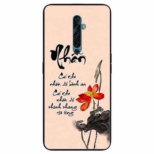 Ốp lưng in cho Oppo Reno 2F Mẫu Thư Pháp Nhẫn Nền Hồng