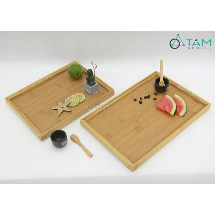 Khay gỗ chữ nhật đựng trà gỗ tre cao cấp số 30
