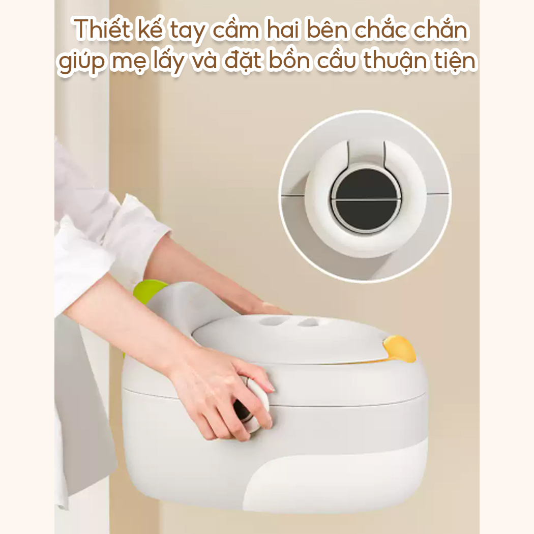 Bô cho bé đi vệ sinh 3 trong 1 hình khủng long babyhop, bô vệ sinh kèm nắp lót bồn cầu và bệ kê chân